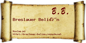 Breslauer Belián névjegykártya